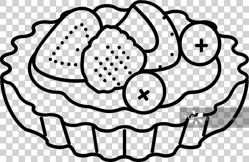 水果馅饼甜点线性图标图片素材