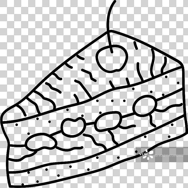 黑森林蛋糕切片食品小吃线条图标图片素材