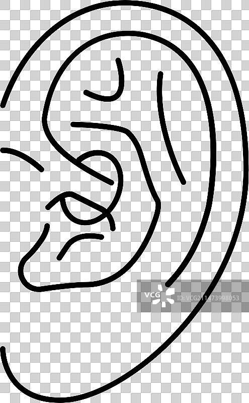 耳廓穿孔耳环线性图标图片素材