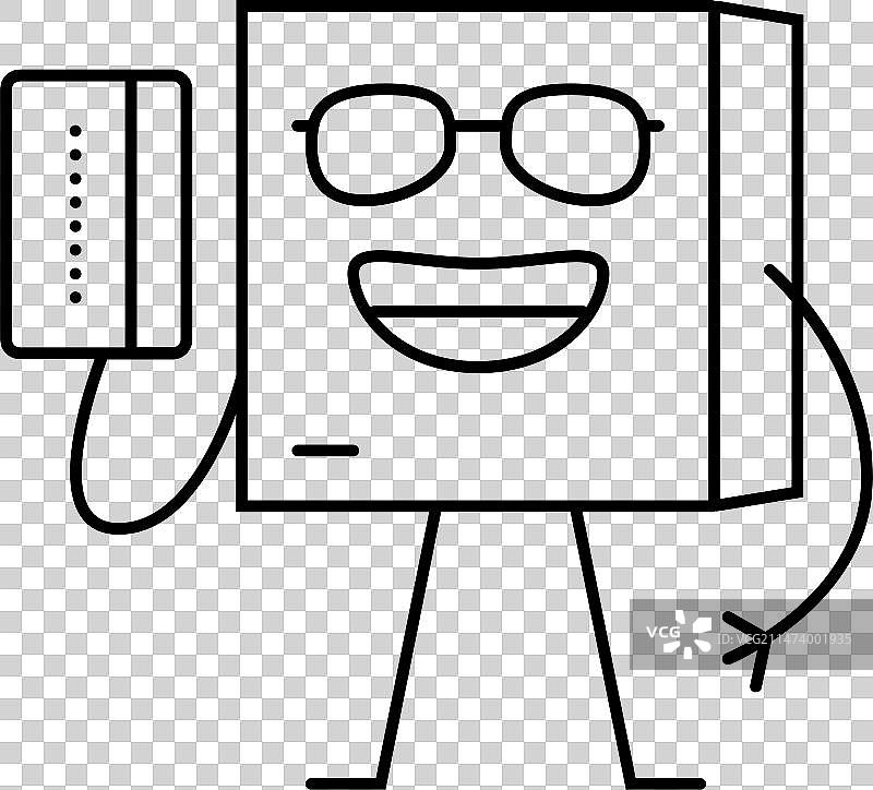 信用卡纸箱角色线性图标图片素材