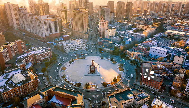沈阳中山广场大气城市风景航拍图片素材