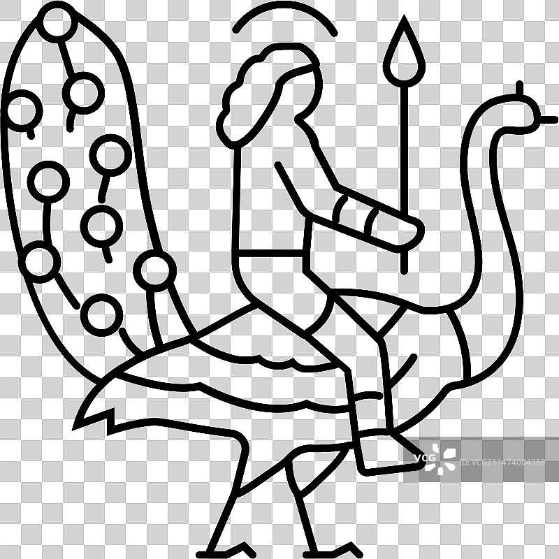 孔雀卡丁车线条图标图片素材