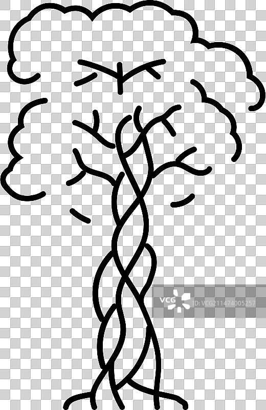 绞杀榕丛林亚马逊线条图标图片素材