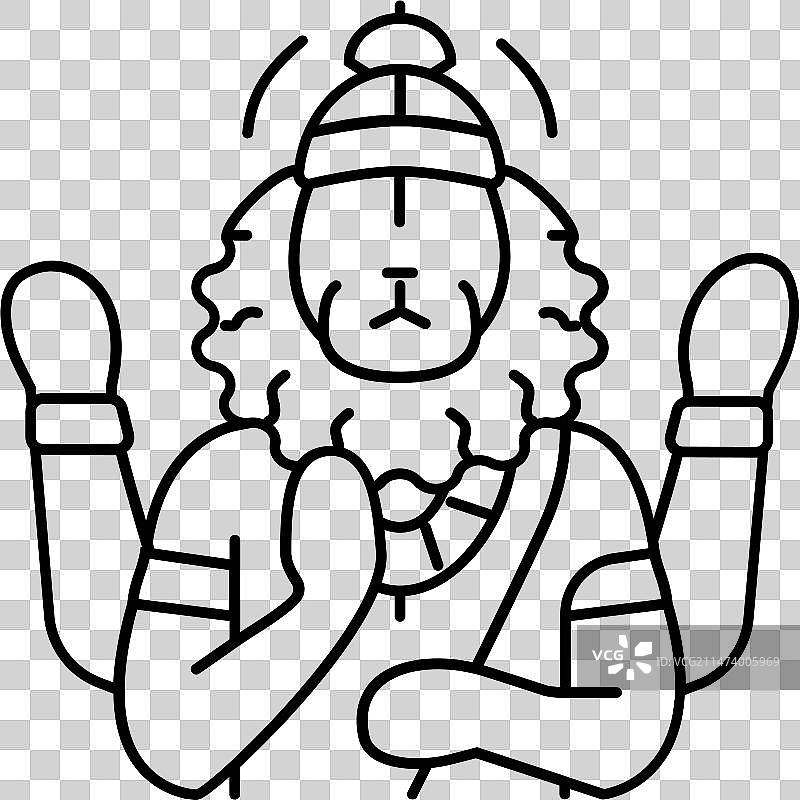 印度教的那罗辛摩神线条图标图片素材