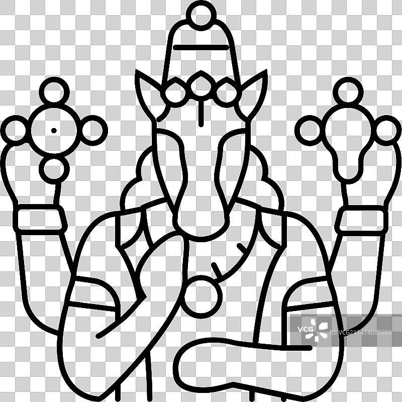 印度教神祇哈雅格里瓦线条图标图片素材