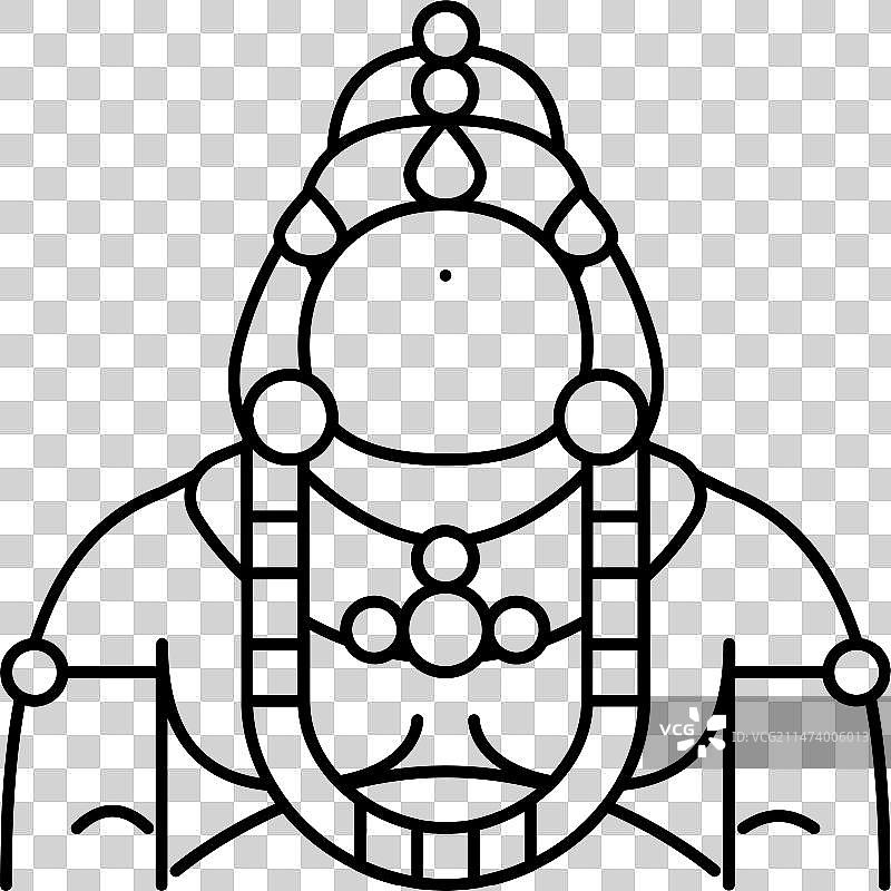 俱毗罗神印度线条图标图片素材