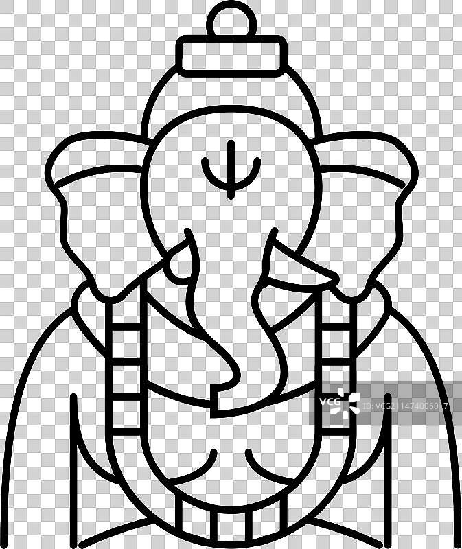 印度象头神线条图标图片素材