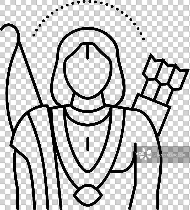 印度神灵Ayyappan线条图标图片素材