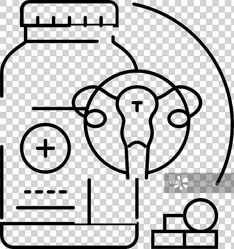 激素治疗妇科医生线性图标图片素材