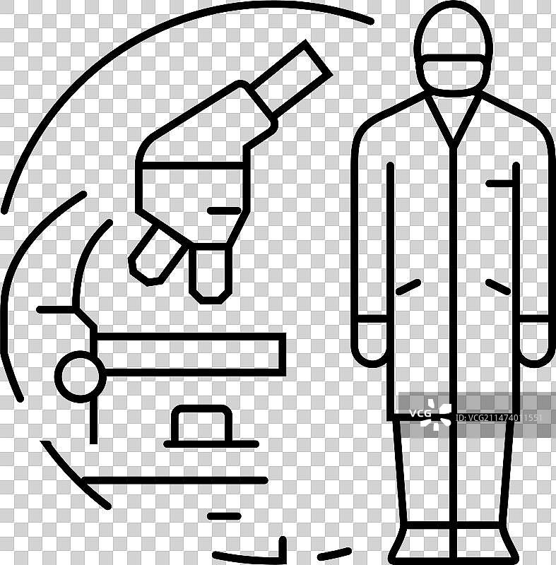 实验室技术员显微镜线性图标图片素材