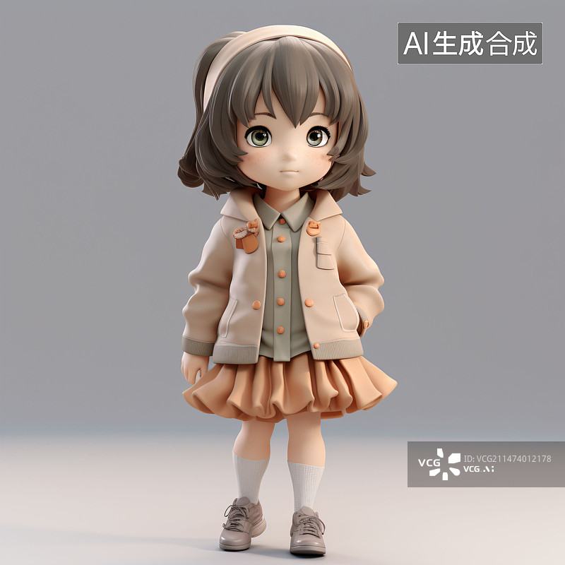 【AI数字艺术】大眼睛快乐的小美女图片素材