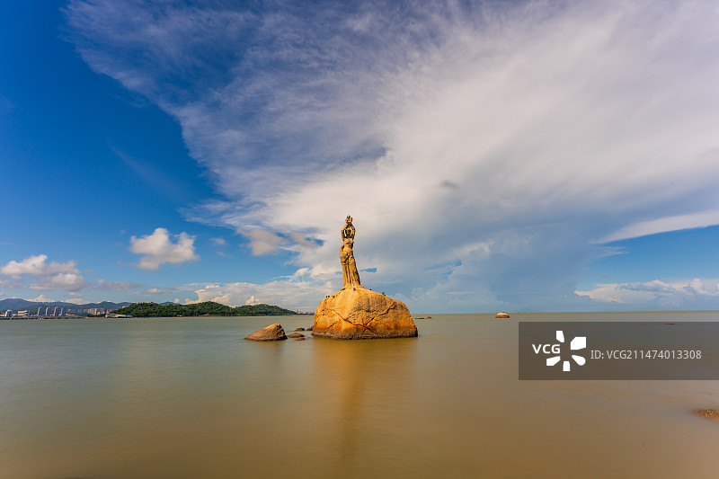中国广东珠海渔女雕像风光图片素材