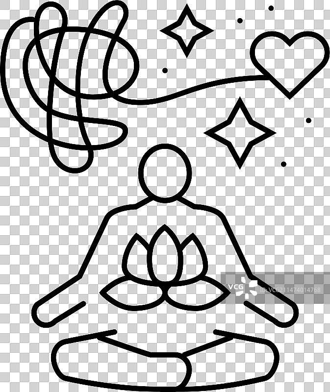 缓解压力心理健康线性图标图片素材