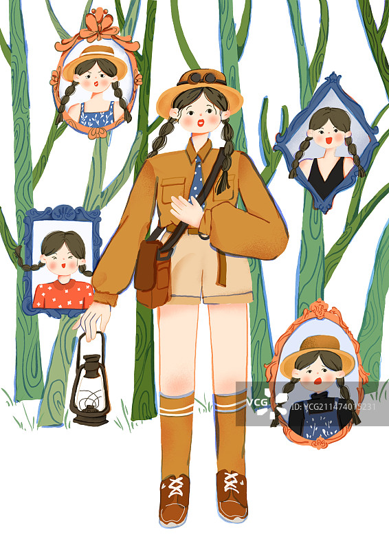 自我和解喜怒哀乐女孩的情绪插画图片素材