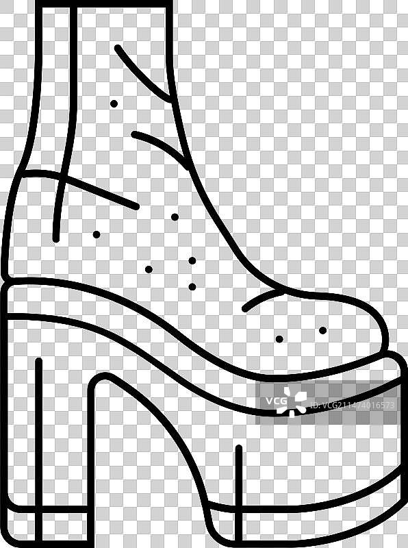 迪斯科派对厚底鞋线条图标图片素材