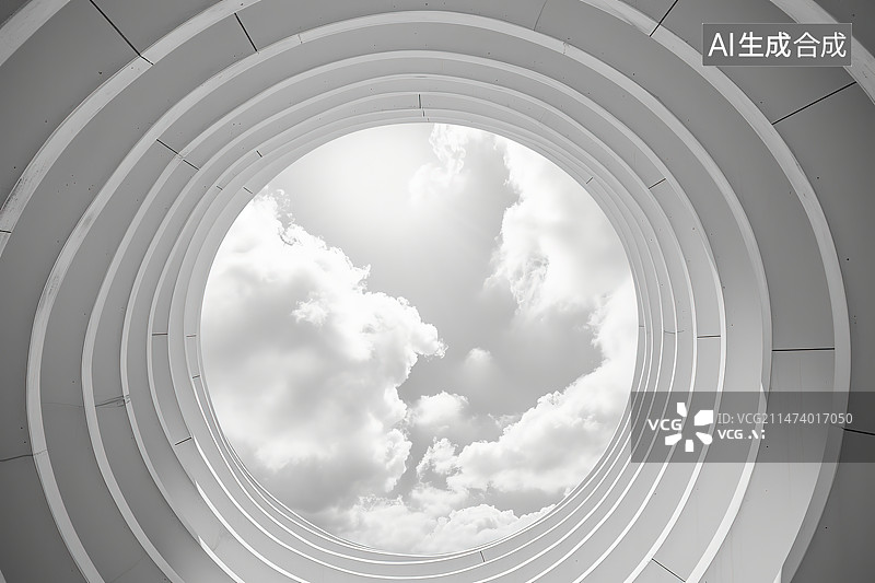 【AI数字艺术】城市建筑结构仰天俯视图图片素材