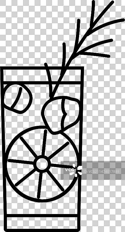 希腊美食茴香酒饮品线性图标图片素材