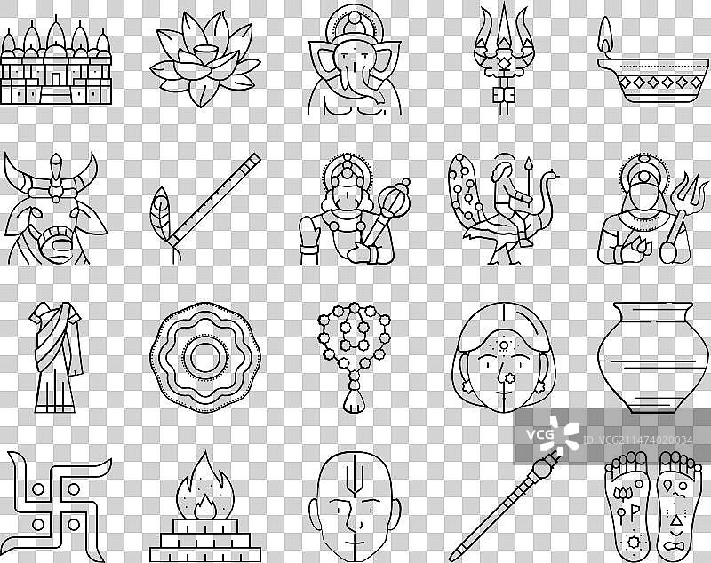 印度教神祇宗教图标集图片素材