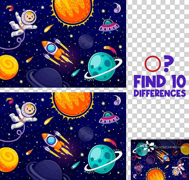 找出太阳系景观中的十处不同图片素材