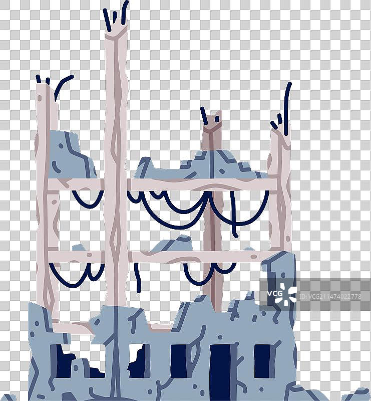 战争或地震后的损毁建筑物图片素材