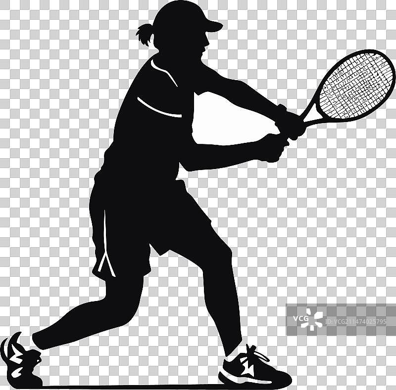 白色背景上的黑色网球运动员图标图片素材
