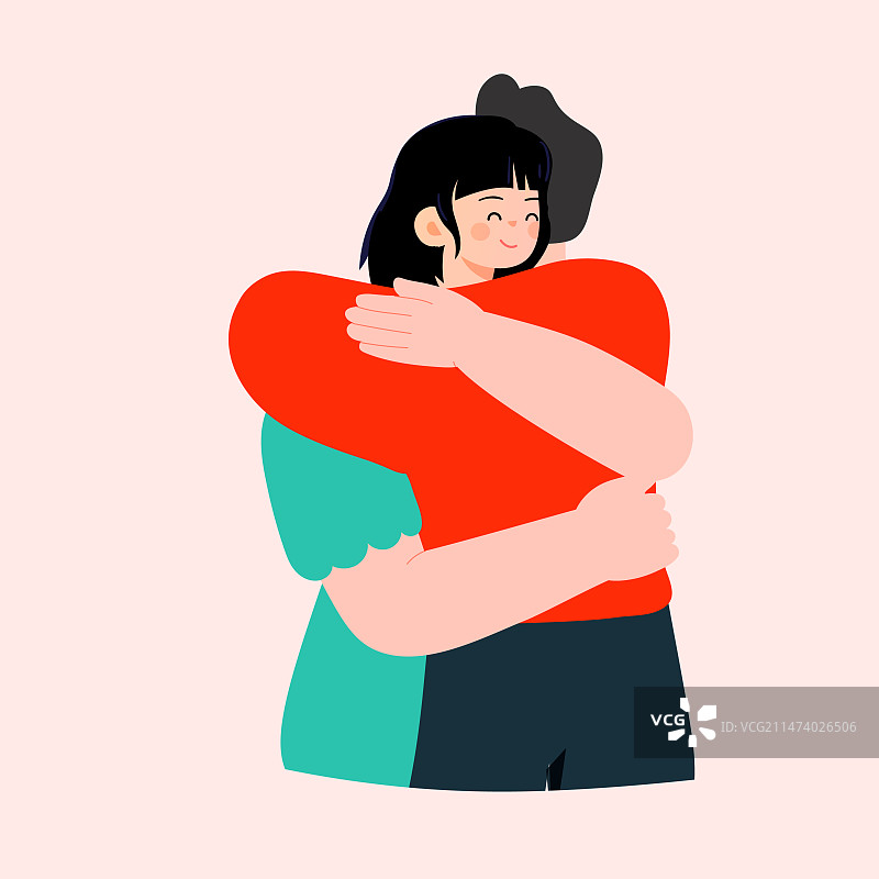 卡通春季情侣伴侣情人节表白拥抱在一起浪漫惊喜陪伴爱情520礼物礼包送礼约会电商消费券居家渐变矢量插画图片素材
