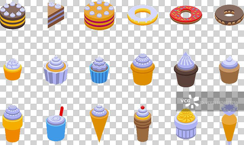 蛋糕糖霜配料图标等距设置图片素材