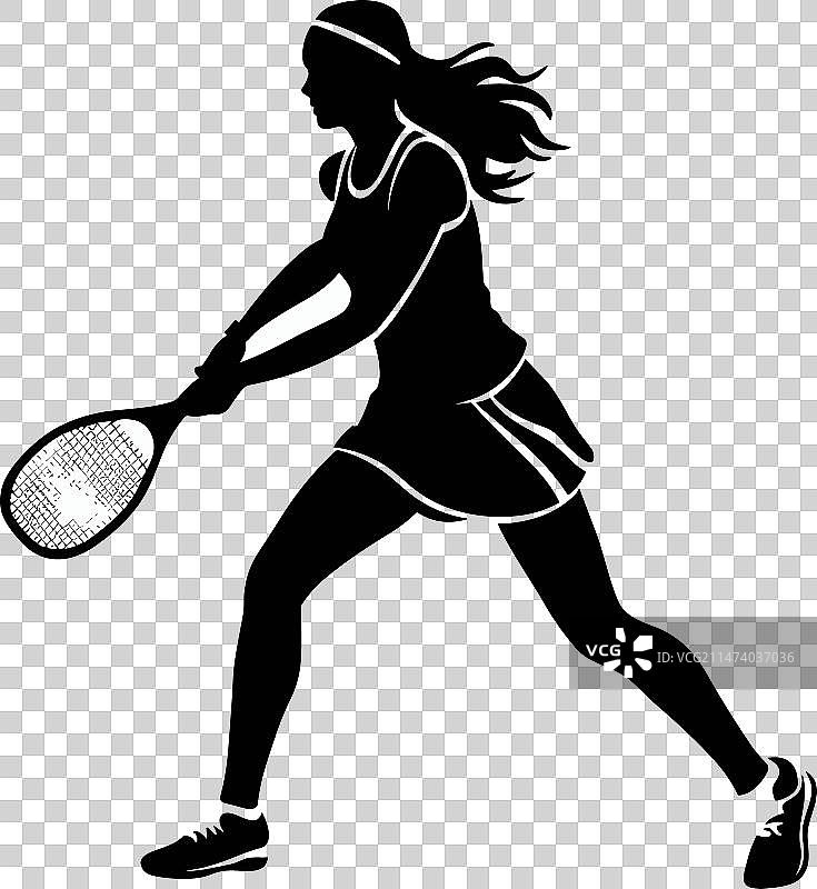白色背景上的女网球运动员黑色图标图片素材