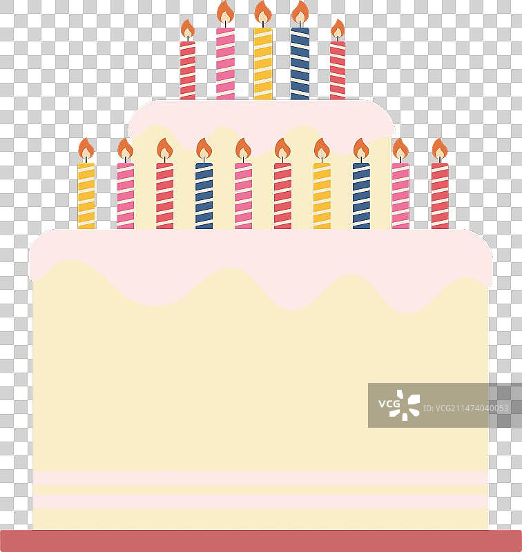 带蜡烛的彩色生日蛋糕图标图片素材