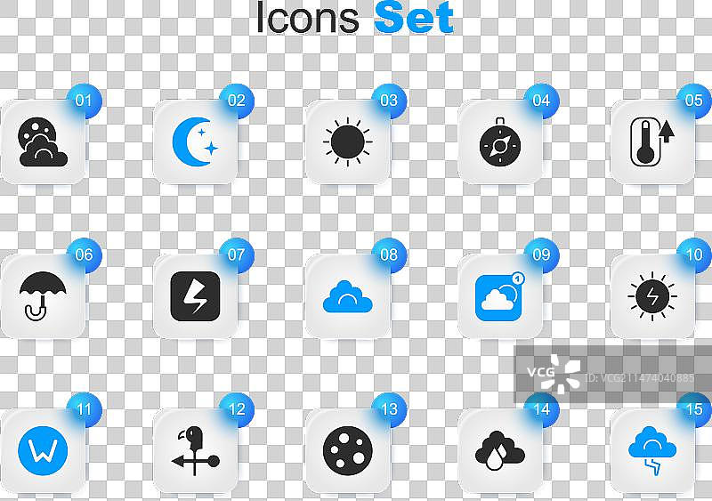 多云转雨闪电星月图标素材图片素材