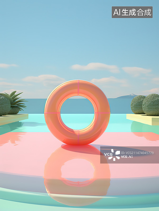 【AI数字艺术】海滩上的救生带图片素材