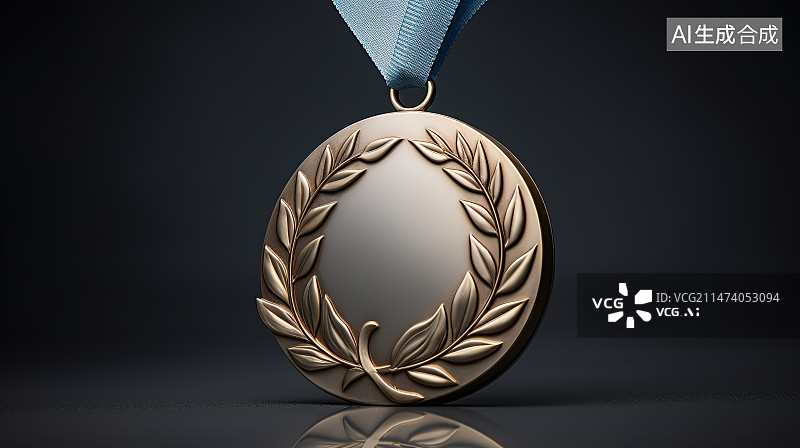 【AI数字艺术】黑色背景下的金牌特写镜头图片素材