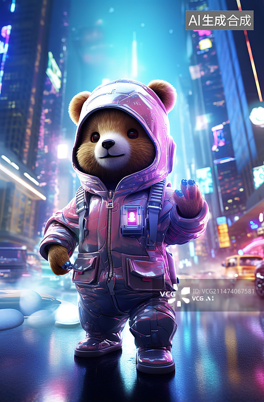 【AI数字艺术】夜景中的贵宾犬图片素材