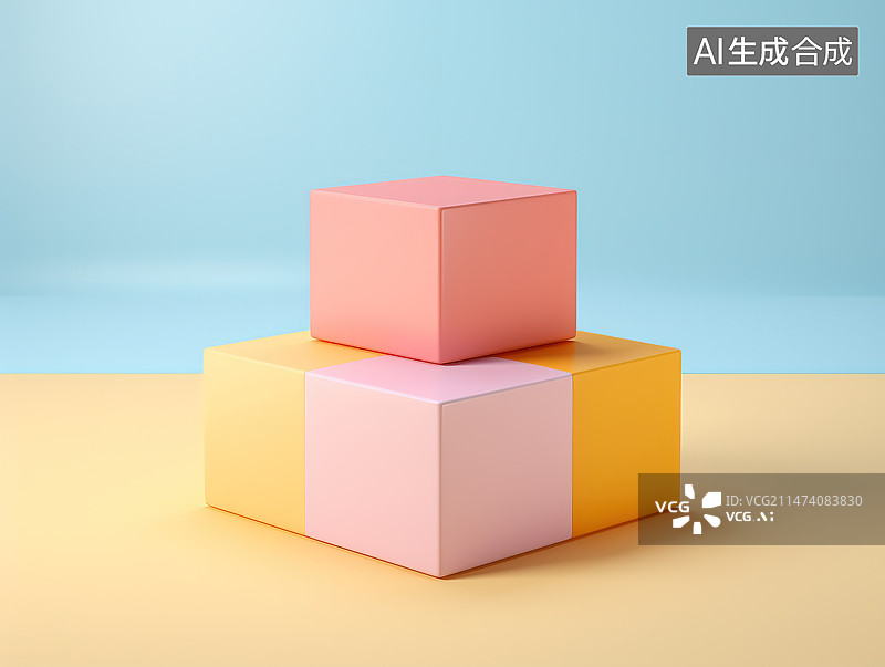 【AI数字艺术】蓝色背景下的彩色礼品盒特写镜头图片素材