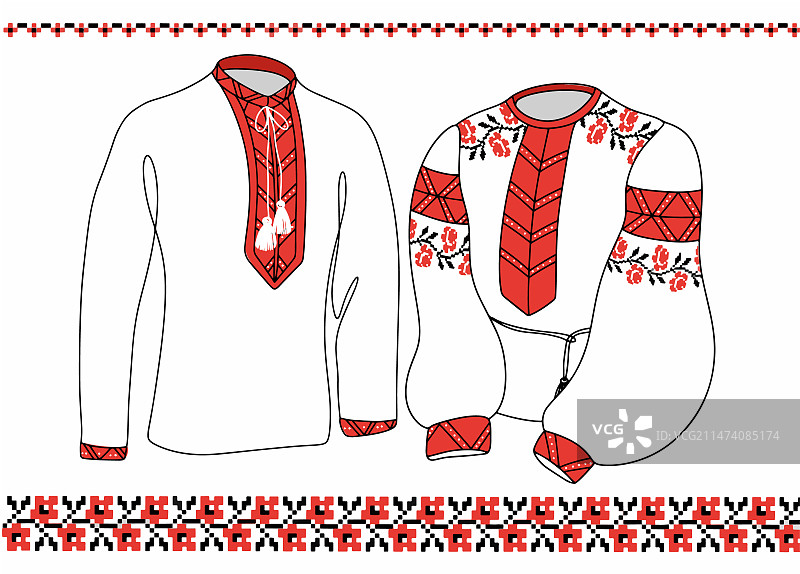 男士女士彩色Vyshyvanka图片素材