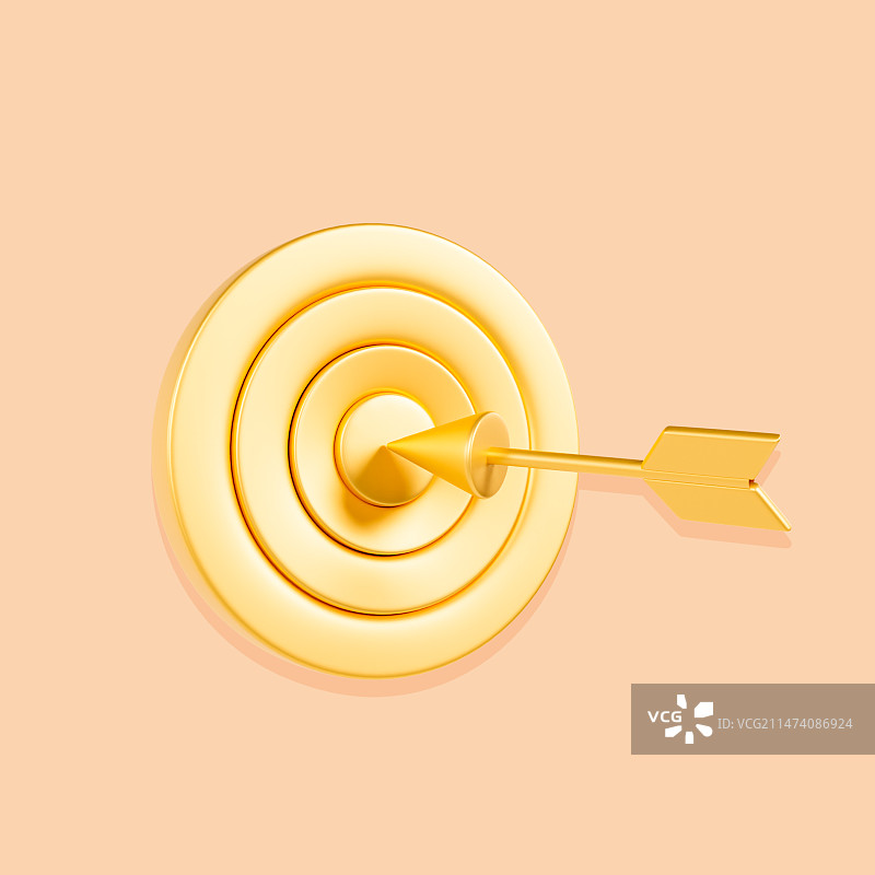 3D渲染的渐变红金色定向投资理财箭靶金融元素插画图片素材