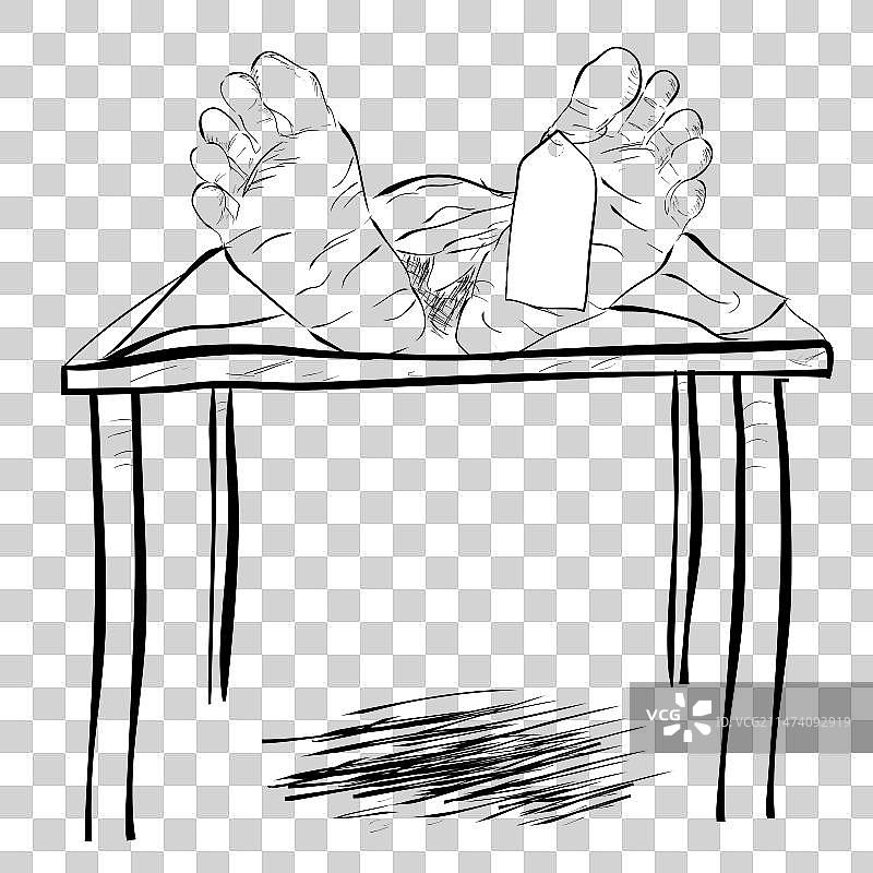 床上带有标签的尸体简笔画图片素材