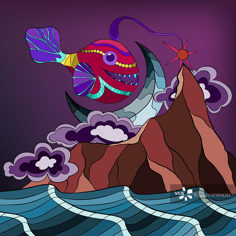 天空中的巨型安康鱼图片素材