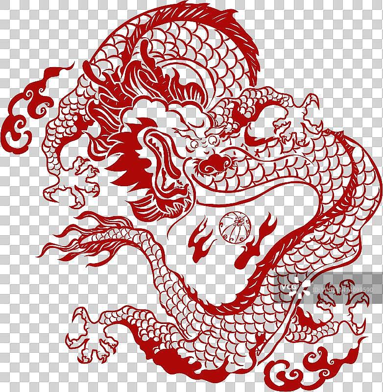 中国龙年味剪纸窗花传统纹样设计元素图片素材