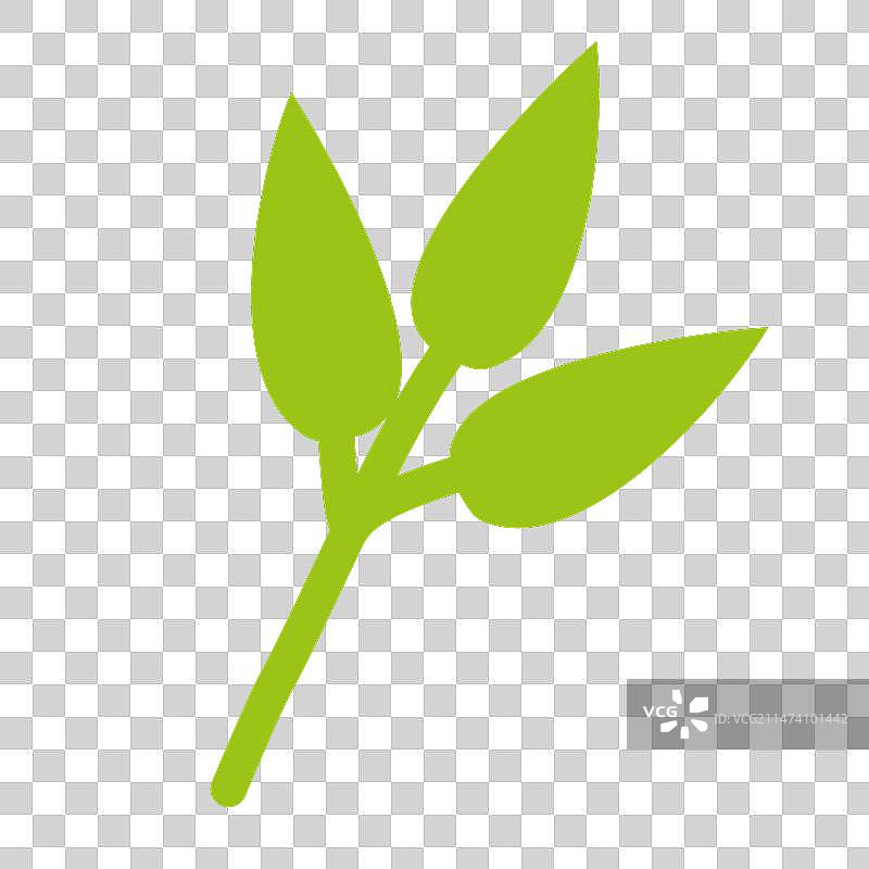 深色背景上孤立的扁平绿色树叶图标图片素材