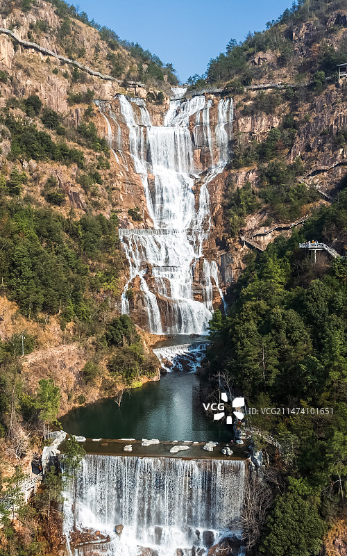 天台山大瀑布图片素材