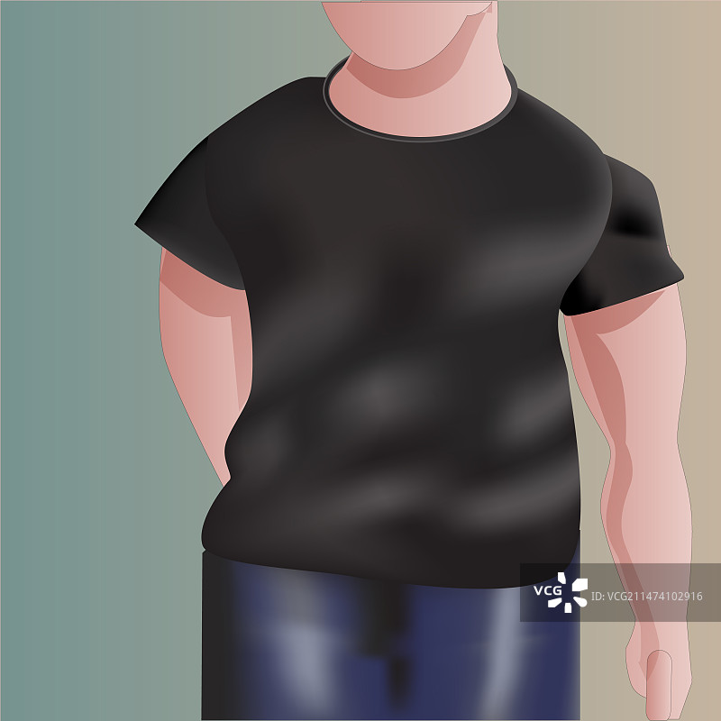 黑色男士T恤样机图片素材