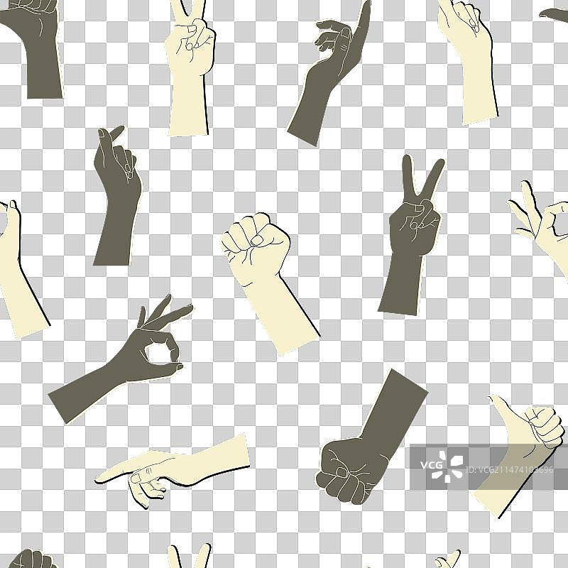 不同手势无缝图案图片素材
