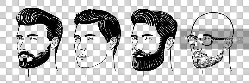 有胡子和发型的男人面部图片素材