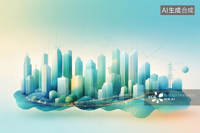 【AI数字艺术】未来数字城市概念图片素材