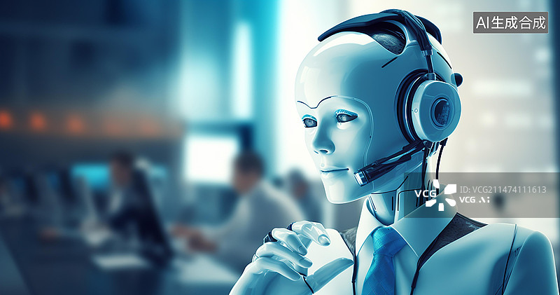 【AI数字艺术】客服人员人工智能机器人图片素材