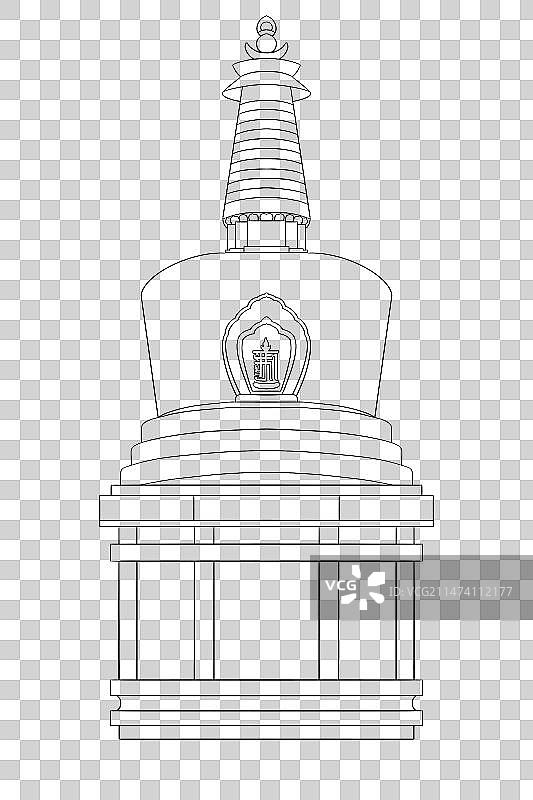 北京永安寺白塔线稿图片素材