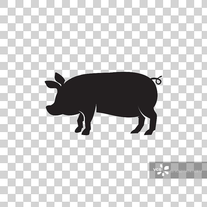农场动物小猪剪影图片素材