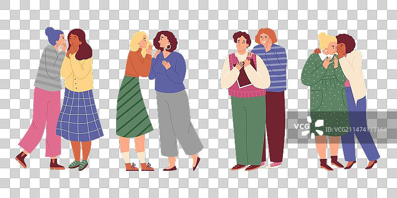 人们谈论八卦，男人和夫妻图片素材