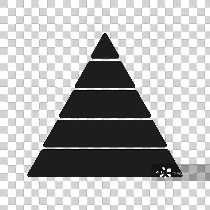 用于信息图表的金字塔图标，含5个三角形图片素材